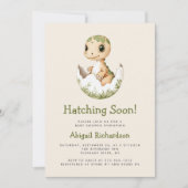 Cute Dinosaur Barst Snel Uit QR Code Baby Shower Kaart (Voorkant)