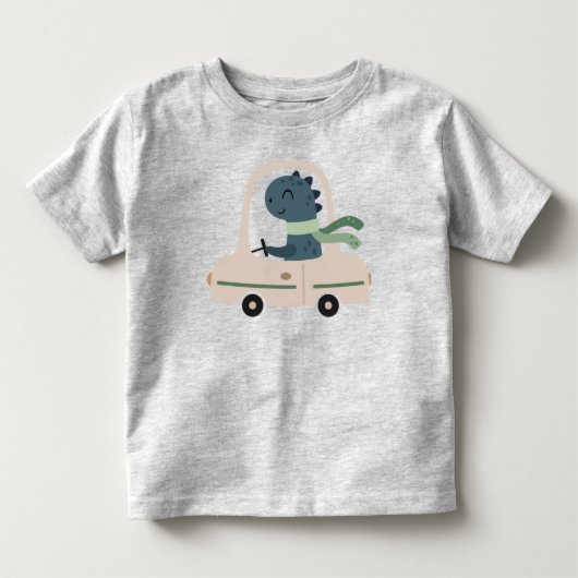 Cute Dinosaur Bestuurt Auto Peuter T-Shirt (Voorkant)