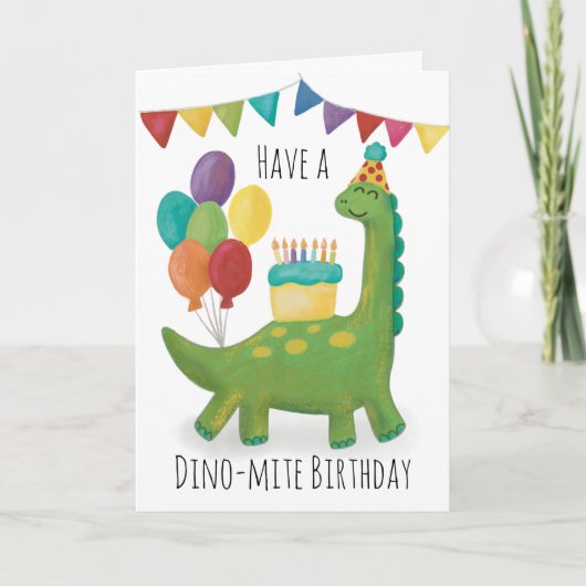 Cute Dinosaur Birthday Bedankkaart (Voorkant)