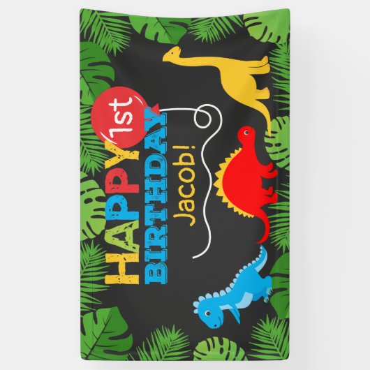Cute Dinosaur Birthday Boy Spandoek (Verticaal)