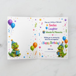 Cute Dinosaur Birthday Card for Kids – Happy Birth Kaart