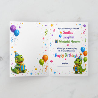 Cute Dinosaur Birthday Card for Kids – Happy Birth Kaart