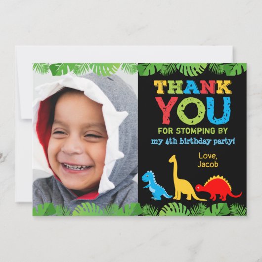 Cute Dinosaur Birthday Hartelijk dank Bedankkaart (Voorkant)