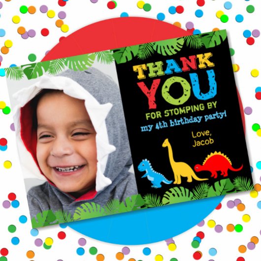 Cute Dinosaur Birthday Hartelijk dank Bedankkaart