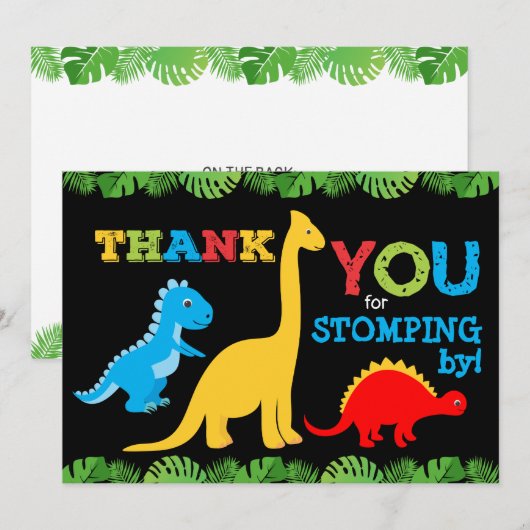 Cute Dinosaur Birthday Hartelijk dank Bedankkaart (Voorkant / Achterkant)