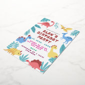 Cute Dinosaur Birthday Invitation Folie Uitnodiging (Gedraaid)