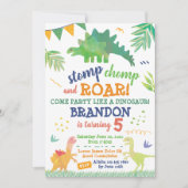 Cute Dinosaur Birthday Invitation Kaart (Voorkant)