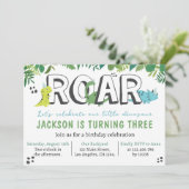 Cute Dinosaur Birthday Invitation Kaart (Staand voorkant)