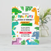 Cute Dinosaur Birthday Invitation Kaart (Staand voorkant)