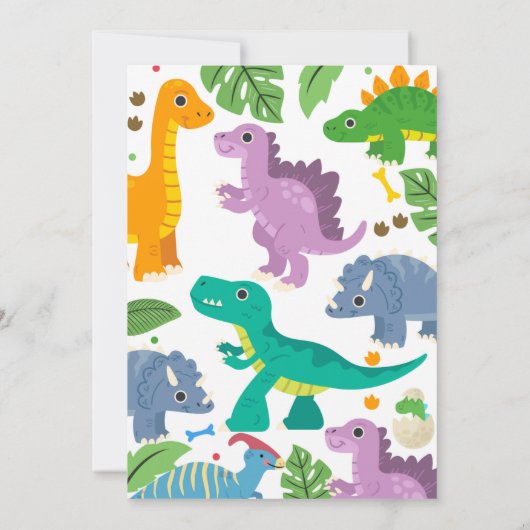 Cute Dinosaur Birthday Invitation Kaart (Achterkant)