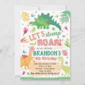 Cute Dinosaur Birthday Invitation Kaart (Voorkant)