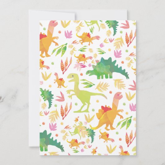 Cute Dinosaur Birthday Invitation Kaart (Achterkant)