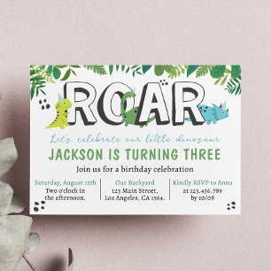 Cute Dinosaur Birthday Invitation Kaart