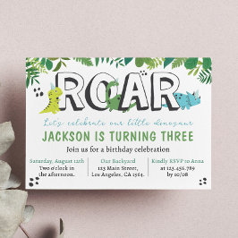 Cute Dinosaur Birthday Invitation Kaart