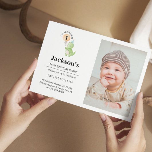 Cute Dinosaur Birthday Invitation Kaart