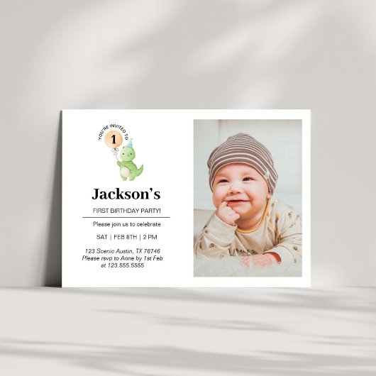 Cute Dinosaur Birthday Invitation Kaart