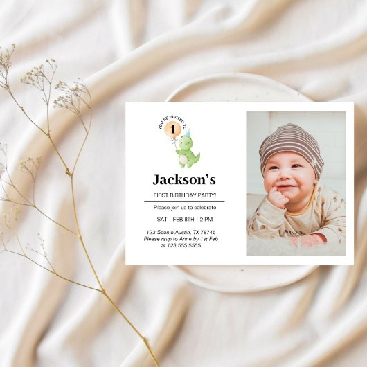 Cute Dinosaur Birthday Invitation Kaart