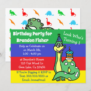 Cute Dinosaur Birthday Invitations Kaart