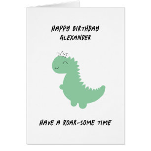 Cute Dinosaur Birthday Kaart, leuk. Custom