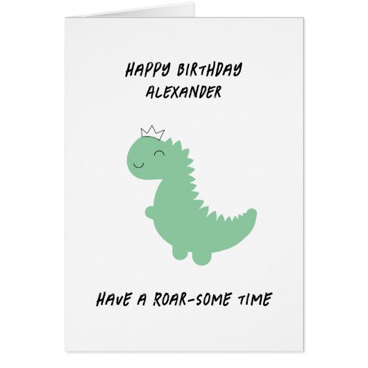 Cute Dinosaur Birthday Kaart, leuk. Custom (Voorkant)