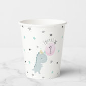 Cute Dinosaur Birthday Paper Borden Papieren Bekers (Voorkant)