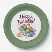 Cute Dinosaur Birthday Papieren Bordje (Voorkant)
