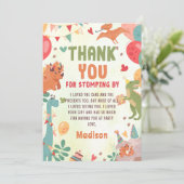 Cute Dinosaur Birthday Party Hartelijk dank Bedankkaart (Staand voorkant)