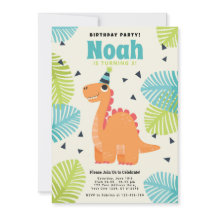 Cute Dinosaur Birthday Party Invitation