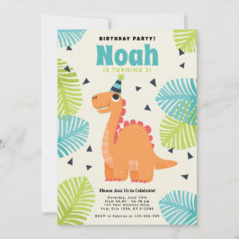 Cute Dinosaur Birthday Party Invitation Feestdagenkaart