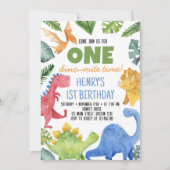 Cute Dinosaur Birthday Party Invitation Kaart (Voorkant)