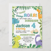 Cute Dinosaur Birthday Party Invitation Kaart (Voorkant)