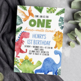 Cute Dinosaur Birthday Party Invitation Kaart