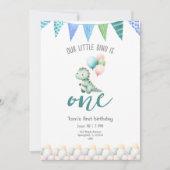 Cute Dinosaur Birthday Party Invitation Kaart (Voorkant)