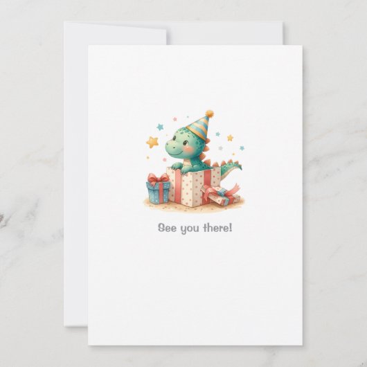 Cute Dinosaur Birthday Party Invitation Kaart (Achterkant)