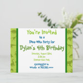 Cute Dinosaur Birthday Party Invitation Sjablonen Kaart (Staand voorkant)