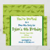 Cute Dinosaur Birthday Party Invitation Sjablonen Kaart (Voorkant / Achterkant)