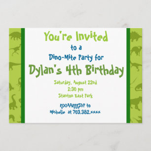 Cute Dinosaur Birthday Party Invitation Sjablonen Kaart