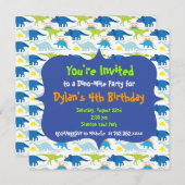 Cute Dinosaur Birthday Party Invitation Sjablonen Kaart (Voorkant / Achterkant)