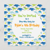 Cute Dinosaur Birthday Party Invitation Sjablonen Kaart (Voorkant / Achterkant)