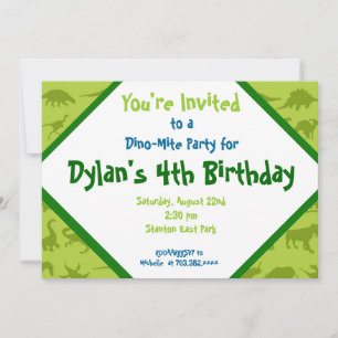 Cute Dinosaur Birthday Party Invitation Sjablonen Kaart