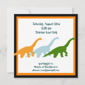 Cute Dinosaur Birthday Party Invitations Black Kaart (Achterkant)
