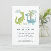 Cute Dinosaur Birthday Party Kaart (Staand voorkant)