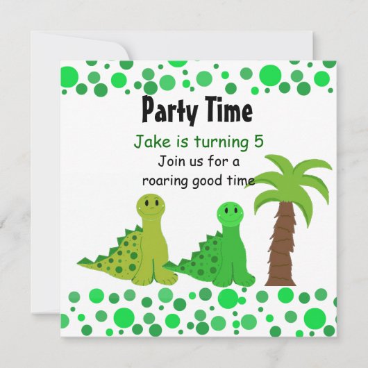 Cute Dinosaur Birthday Party Kaart (Voorkant)