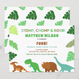Cute Dinosaur Birthday Party Kaart