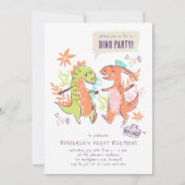 Cute Dinosaur Birthday Party Kaart (Voorkant)