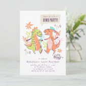 Cute Dinosaur Birthday Party Kaart (Staand voorkant)