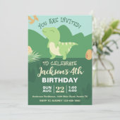 Cute Dinosaur Birthday Party Kaart (Staand voorkant)