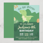 Cute Dinosaur Birthday Party Kaart (Voorkant / Achterkant)