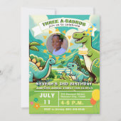 Cute Dinosaur Birthday Party Kaart (Voorkant)