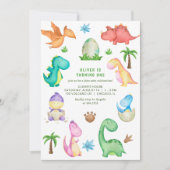 Cute Dinosaur Birthday Party Kaart (Voorkant)